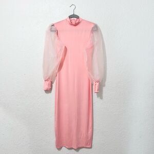 Pink puffy sleeve dress size large